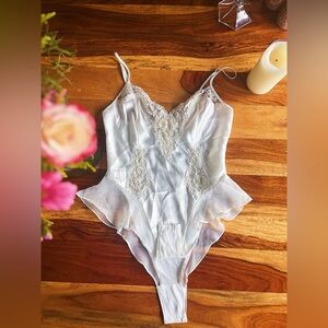 Vintage Victoria's Secret Bridal Silk Teddy Lace size XS